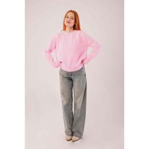 Lustrin Women's <b>Plain</b> Pink Round Neck Knit Pullover Sweater - Comfortable, Stylish, Wholesale Standard Fit <b>Jumper</b> - Product Image 2