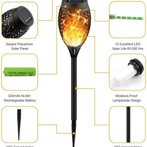 Lámpara Solar LED para Jardín, 12 LED, con Efecto de Llama Danzante, Lámpara Solar Decorativa para Paisajes - Product Image 3