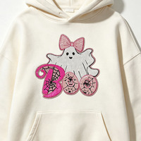 Parche Termoadhesivo de Lentejuelas con Diseño de Fantasma Boo, Lazo Rosa Grande, Fantasma Adorable y Telaraña, para Ropa de Mujer, Halloween