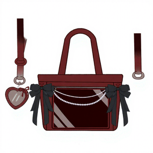 Bolsa de Mano <span class=keywords><strong>Ita</strong></span> de Gran Capacidad en Tela Satén Personalizada con Llavero de Corazón y Lazo de Cinta - Product Image 1