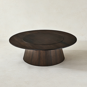 Mesa de Comedor Redonda de Madera Sólida Giratoria de 2.2m con Plato <span class=keywords><strong>Giratorio</strong></span>, Diseño Minimalista Moderno para el Hogar - Product Image 1