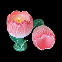 Porte-bougie en céramique en forme de tulipe, bougie parfumée longue durée et support, idéal pour offrir en cadeau, parfum d'intérieur