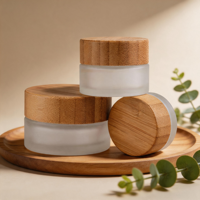 Pot avec couvercle à vis en bambou, idéal pour étagère de salle de bain, projets de bricolage pour chambre à coucher, rangement translucide givré, décoration, étui de beauté, pots cosmétiques