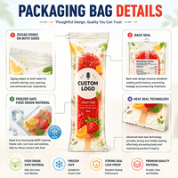 Sachets d'emballage plastique transparents en BOPP imprimés sur mesure, colorés, thermoscellables, pour bâtonnets de glace, sucettes glacées et crèmes glacées