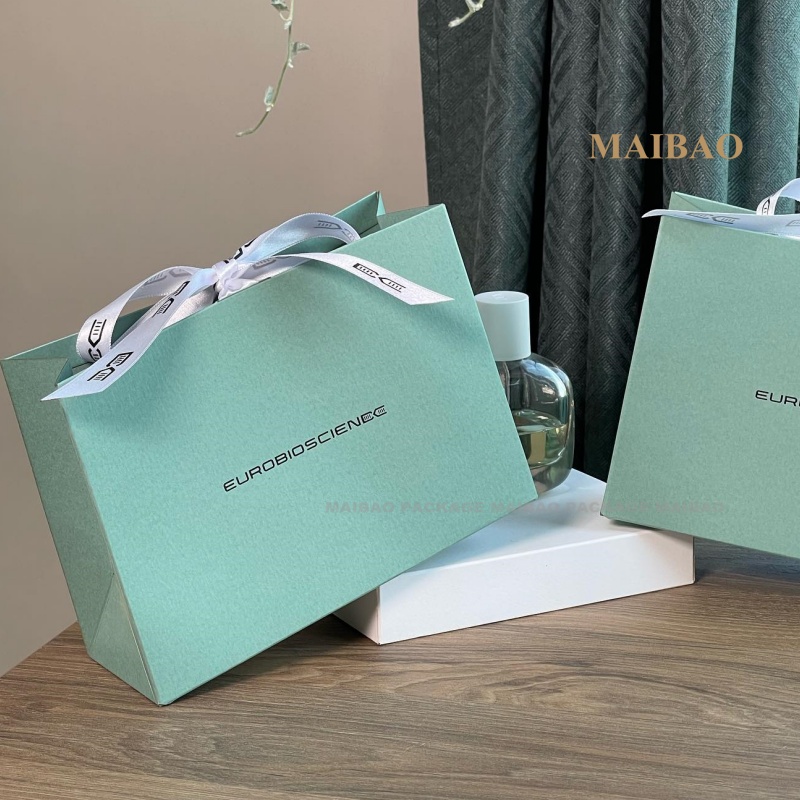 Customised Paper Bag Luxury Retail Gift Boutique Clothing Jewelry Bag Small Carry Paper Shopping Bags With Bow Tie Ribbon Handle