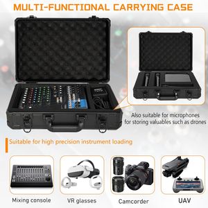 Étui de transport en aluminium 17 x 12 x 6 pouces, idéal pour le transport d'équipements de microphone et de caméra, étui pour table de mixage <span class=keywords><strong>DJ</strong></span> - Product Image 4