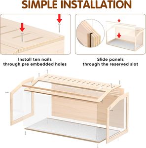 Maison pour hamster en <span class=keywords><strong>bois</strong></span> naturel de haute densité de qualité supérieure avec panneau acrylique transparent, enclos spacieux pour petits animaux, cage, habitat - Product Image 6
