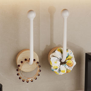 Wood Durable Hanging Hooks Long Row Traceless Towel <strong>Hanger</strong> Tape Hair Tie Storage Accessories Adhesive Wall Punch-free Hook - Product Image 3