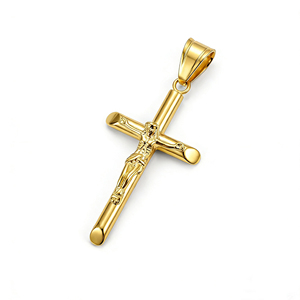 Collana con Crocifisso Placcato Oro 18K, Ciondolo a Croce Cattolica Cristiana, Gioiello Religioso per Uomini e Donne - Product Image 3