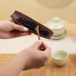 Cuchara de té de madera de nogal negro, forma ovalada, juego de té de madera maciza para accesorios de la ceremonia del té Kung Fu - Product Image 3