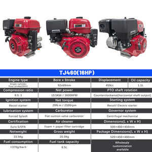 Motore a Benzina Monocilindrico Raffreddato ad Aria TLJ 459cc 16CV con Avviamento a Strappo ed Elettrico, con Cuscinetti e Motore per Macchinari Agricoli e Tosaerba - Product Image 6