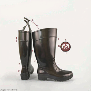 Botas de Lluvia de PVC Unisex Económicas, Resistentes al Desgaste, Resistentes a Químicos, Impermeables, Antideslizantes, Negras, para Jardín, al por Mayor - Product Image 3