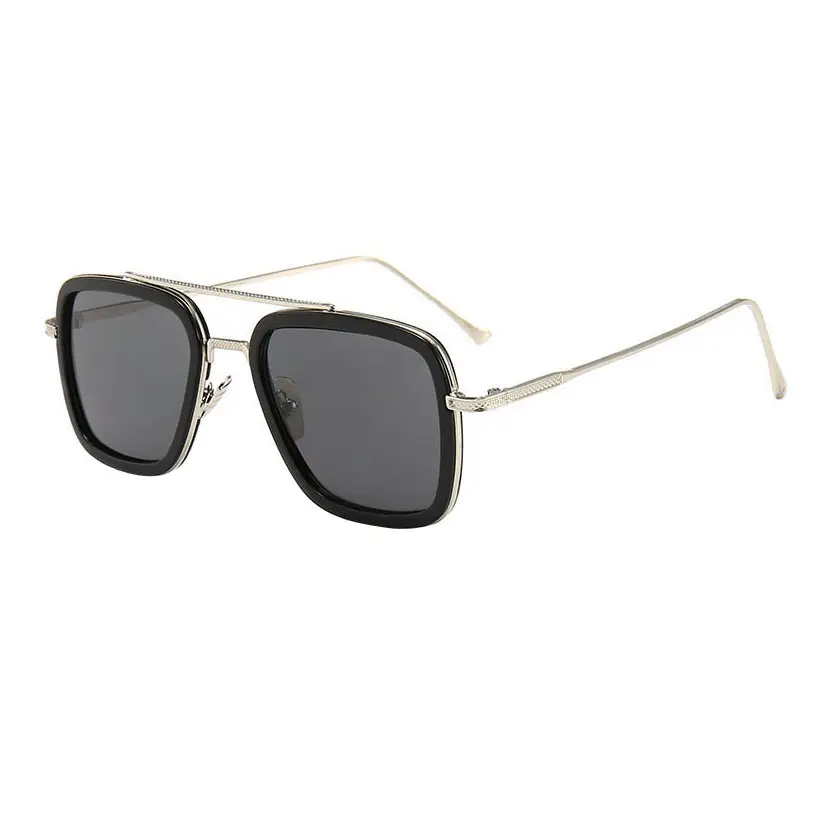 Fashion lentes de Iron Man Vintage Retro Square Metal Frame Sunglasses for Men Women Edith glasses Sunglasses