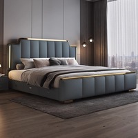 Nouveau Lit Double King Size en Cuir avec Rangement Intégré, Design Moderne et Luxueux pour Chambre à Coucher 2026 (Collection 2025)