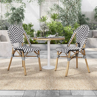 Ensemble de chaises de salle à manger rétro de style français moderne en rotin tissé pour balcons, magasins de thé au lait, séjours chez l'habitant, cuisine en métal, cour