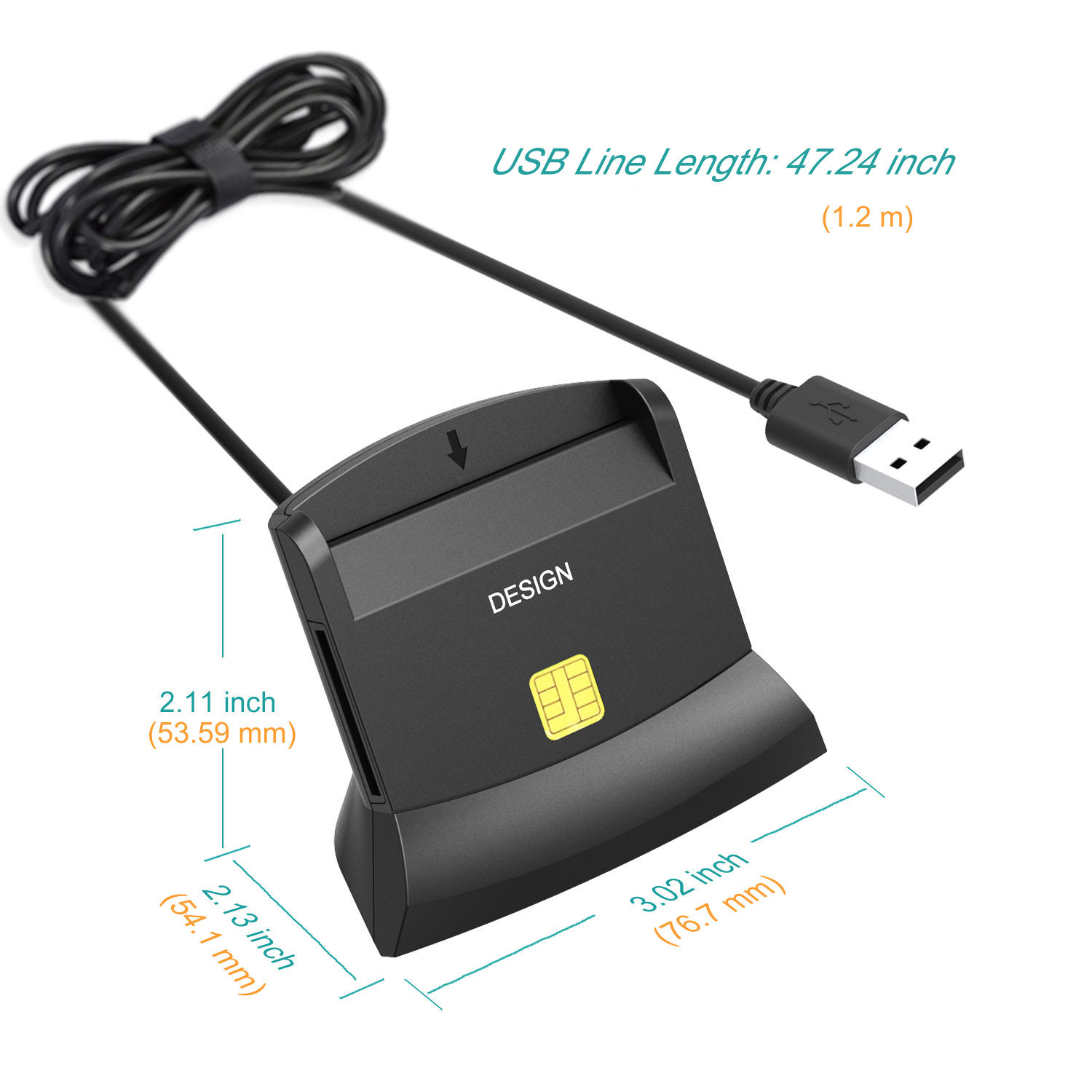 Считыватель смарт-карт с USB-интерфейсом, SIM/ID/ATM/IC, считыватель карт для банковских и кредитных карт