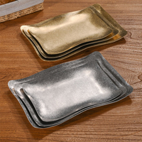 Assiette à dessert rectangulaire en acier inoxydable de forme ondulée coréenne avec logo personnalisé, plateau de service, plateau de rangement alimentaire