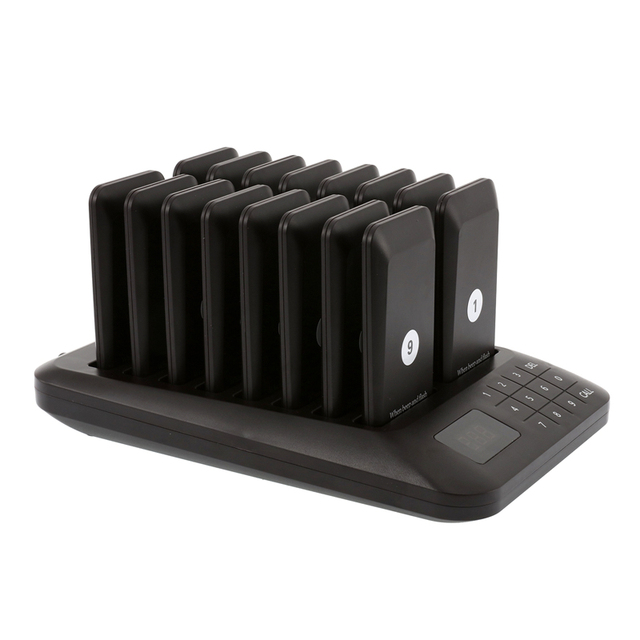 Touch Keyboard  16 Vibrating Pagers Wireless Coaster Guest Restaurant Service Paging System