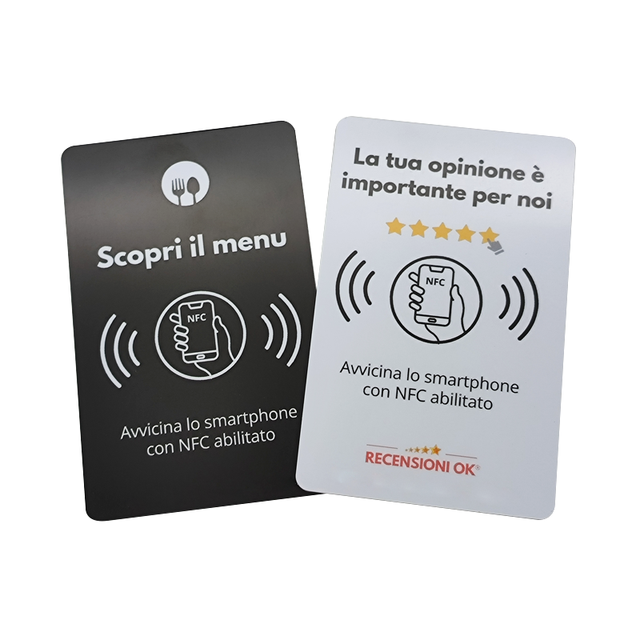 NFC RFID PVC Table Display Stand NTAG215 Chip Waterproof 85.5x54mm for Custom Printed Restaurant Menu QR Code NFC Card Review
