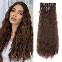Extensions de cheveux naturels à clipser avec dentelle frontale, longues mèches pour femmes, 100 % cheveux humains Remy, épaississantes et d'apparence naturelle
