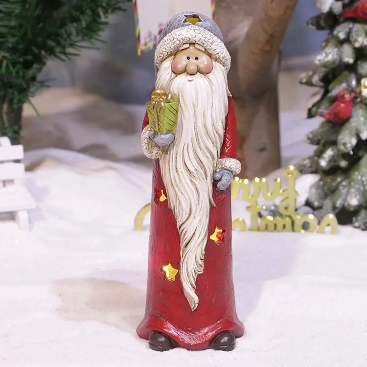 クリスマスギフトの装飾クリスマスの彫像樹脂サンタの置物、北欧のポリレジン屋内と屋外の装飾23*22*20.5 OEM & ODM