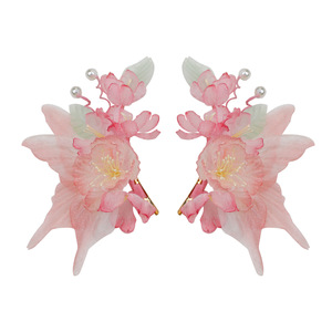 Accesorios para el Cabello de Estilo Chino Tradicional Primavera 2026: Flor de Gasa Hecha a Mano con Degradado, Mariposa y Flor Perforada para Hanfu - Product Image 4