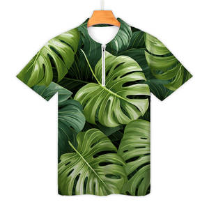 Camiseta ajustada con cremallera para hombre con imagen personalizada, Camiseta con cuello de talla grande (4XL 6XL) con logotipo bordado y diseño colorido - Product Image 1