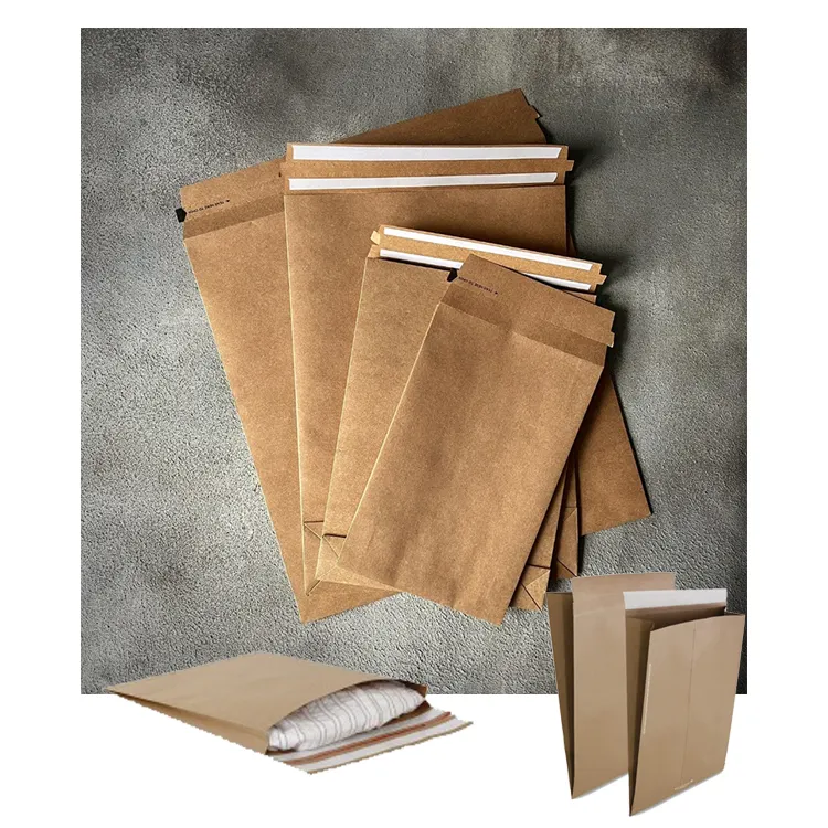 Bolsa de embalaje reciclada Biodegradable, bolsas de sobre de papel de envío extensible para ropa
