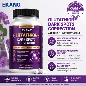 Suplemento de Salud Antioxidante con Glutatión de Marca Privada para la Corrección de Manchas Oscuras, 120 Cápsulas, Apoyo al Tono de Piel, Apto para Veganos - Product Image 1
