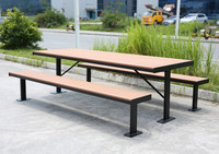 Table de pique-nique en bois WPC rectangulaire de 6 pieds pour l'extérieur Restaurant Garden Patio Long Cafe Table and Bench Set