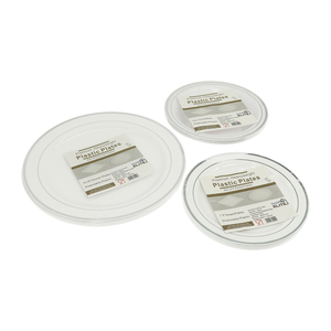 40 assiettes de mariage et de fête en plastique <span class=keywords><strong>blanc</strong></span> avec bordure en or argenté 9.5 pouces carrés et 7.5 pouces - Product Image 3