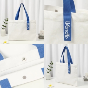 Bolsa <span class=keywords><strong>de</strong></span> Mano <span class=keywords><strong>de</strong></span> Lona con Cierre <span class=keywords><strong>de</strong></span> Botón, Portátil, Duradera, con Logotipo Personalizado Impreso, <span class=keywords><strong>para</strong></span> Compras <span class=keywords><strong>de</strong></span> Verano e Invierno - Product Image 2