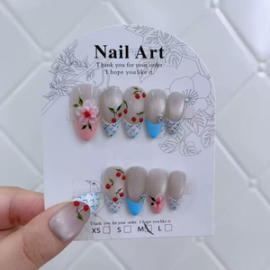 SHUANGYU <span class=keywords><strong>Uñas</strong></span> Postizas Acrílicas Hechas a Mano <span class=keywords><strong>con</strong></span> Efecto Ojo <span class=keywords><strong>de</strong></span> Gato Morado, Diseño Floral 3D <span class=keywords><strong>con</strong></span> Lámina Dorada, Reutilizables, <span class=keywords><strong>con</strong></span> Pegamento, Venta al Por Mayor, Alta Gama - Product Image 3