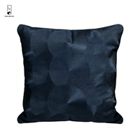Bestickter Geometrischer Baumwoll-Kissenbezug - Marineblau mit Durchgehendem Kreismuster und Paspelierung für Sofadekoration