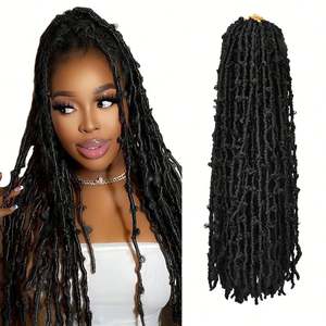 Amygirl Butterfly Locs Crochet <b>Hair</b> Extension 10-30 Inch Synthetic High Quality Pre-Looped <b>Braids</b> Single Weft Dyed <b>for</b> Black - Product Image 1