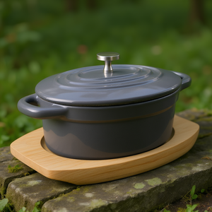 Mini casseruola ovale grigio lava con coperchio da 1,5 litri per cuocere e servire - Product Image 3