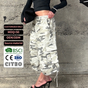 Custom Streetwear Distressed <b>Cargo</b> Pants Allover Print Men 3/4 <b>Longs</b> Baggy Camo <b>Shorts</b> - Product Image 1