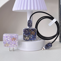 Protector de Cable, Funda Protectora para Cable de Datos, Diseño de Mariposa de Lujo, Protector de Cable para Cargador de iPhone