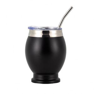 Vaso portátil de 12 oz con diseño de cáscara de huevo, de doble capa, aislado al vacío, de acero inoxidable, para exteriores, con pajita y cuchara. - Product Image 6