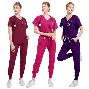 Women Medical <b>Scrub</b> Set V Neck Short Sleeve Pants Moisture Wicking Quick Dry Hospital Uniforms Casual Comfortable Stretch Fit - Product Image 2