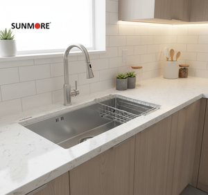 Évier de cuisine rectangulaire en acier inoxydable fait main, à poser sous plan, design moderne, facile à nettoyer, en promotion - Product Image 1
