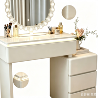 Ensemble de meubles de maquillage modernes et minimalistes en bois clair durable pour appartement, chambre, salle à manger, vestiaire avec coiffeuse
