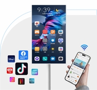 Téléviseur Intelligent Portable 32 Pouces à Écran Tactile Rotatif avec Caméra Android, Écran d'Affichage Tablette PC sur Support à Roues, Télévision Rechargeable