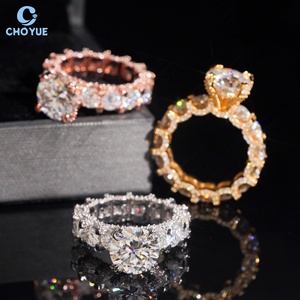 Luxury Moissanite <b>Ring</b> <b>Iced</b> Out Solid Sterling Silver 925 Hip Hop Jewelry Moissanite Diamond Emeral Eternity Wedding <b>Ring</b> - Product Image 3