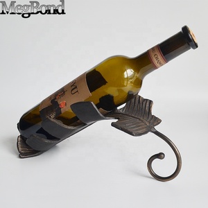 Porte-<span class=keywords><strong>bouteille</strong></span> à vin individuel en métal fin avec décor en feuille, support de table pour décoration - Product Image 1
