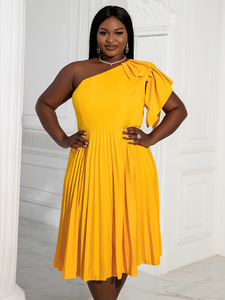 Robe de bal à volants en trapèze, plissage, noir, jaune, dernier Design, été, collection - Product Image 2