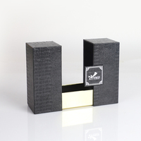 Conception Impression Personnalisée Logo De Marque Double Porte Ouverte Boîte En Carton Noir Carré Rigide Boîte De Parfum Emballage