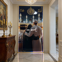 Peinture LED en porcelaine de cristal imprimée HD, décorative, paysage islamique, couple, pour la maison et le bureau, vente en gros
