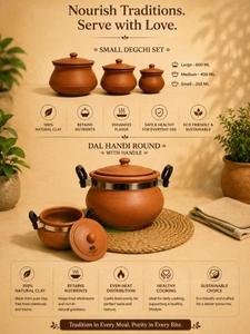 Terracotta Cookware <b>Pot</b> with Lid Handmade Natural Clay <b>Earthenware</b> Casserole Cooking Vessel for Slow Cooking Curry Rice Soup - Product Image 2