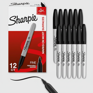 Set di 12 Pennarelli Permanenti Neri a Punta Fine, Asciugatura Rapida e Resistenti allo Sbiadimento per Aula, Ufficio, Casa - per Legno e Plastica - Product Image 2